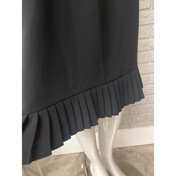 Studio Tahari Short Sleeve Black Belted Pleated Hem Sheath Dress Size 10 - Picture 5 of 8